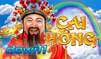 Tampilan visual slot Cai Hong dengan elemen pelangi dan simbol tradisional